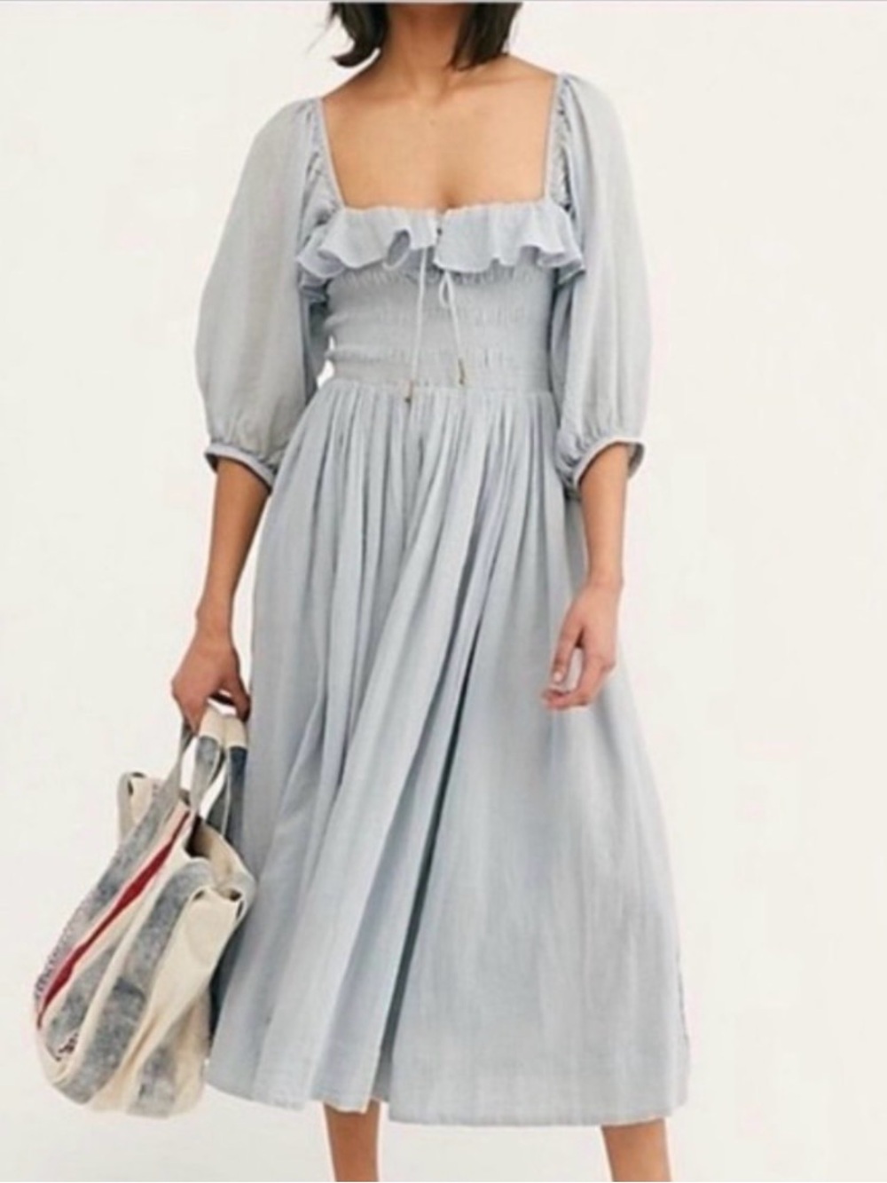Free People Oasis Midi Dress in Light Blue (L)